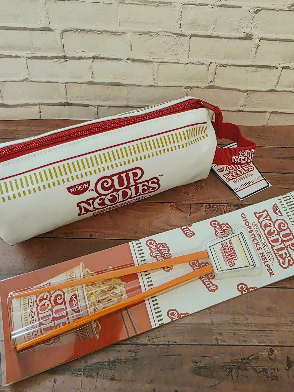 Nissin Cup Noodles School Pencil Pouch & Training Chopsticks Gift Set Bundle NWT